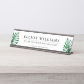 Palme Fonds berufliches personalisiertes Weiß Schreibtischnamensplakette (Vorderseite )