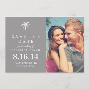 Palme-Foto, das Save the Date {Grau, Wedding ist}