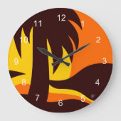 Palme in Sunset Round Clock Große Wanduhr (Vorderseite)