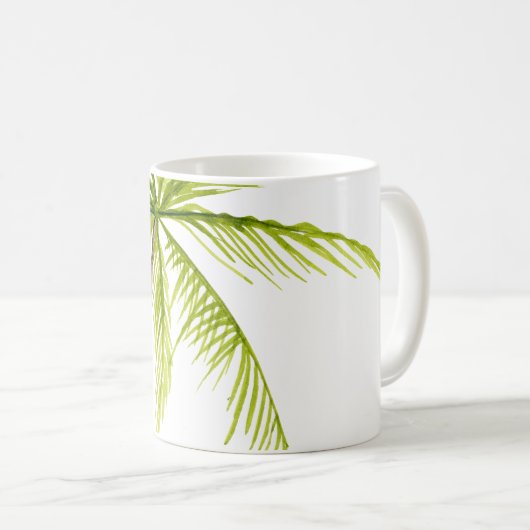 Palme-Insel-Strand-Monogramm Kaffeetasse (VorderseiteRechts)