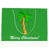 Palme mit Dekorations-frohen Weihnachten Große Geschenktüte (Rückseite)