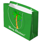 Palme mit Dekorations-frohen Weihnachten Große Geschenktüte (Rückseite Schrägansicht)