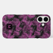 Palme mit rosa Glitter Schwarz modernes Monogramm Case-Mate iPhone Hülle (Rückseite (Horizontal))