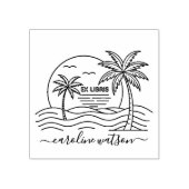 Palme mit Sonne  Ex Libris  Stempel (Prägung)
