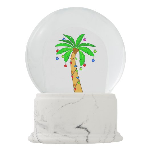 Palme mit Weihnachtsdekorationen Schneekugel (Rückseite)