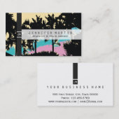 Palme-modernes rosa gelbes blaues abstraktes visitenkarte (Vorne/Hinten)