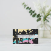 Palme-modernes rosa gelbes blaues abstraktes visitenkarte (Stehend Vorderseite)