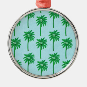 Palme-Muster auf Blau Ornament Aus Metall