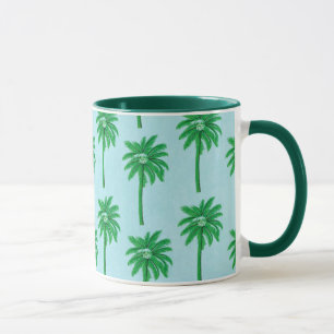 Palme-Muster auf Blau Tasse
