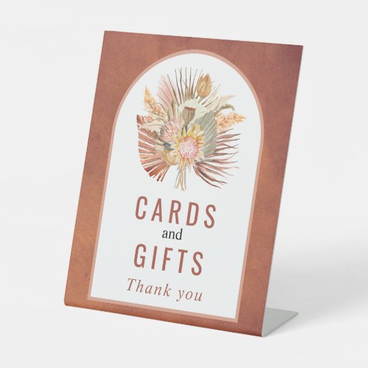 Palme, Pampas Terracotta Hochzeit Sockelschild (Vorderseite)