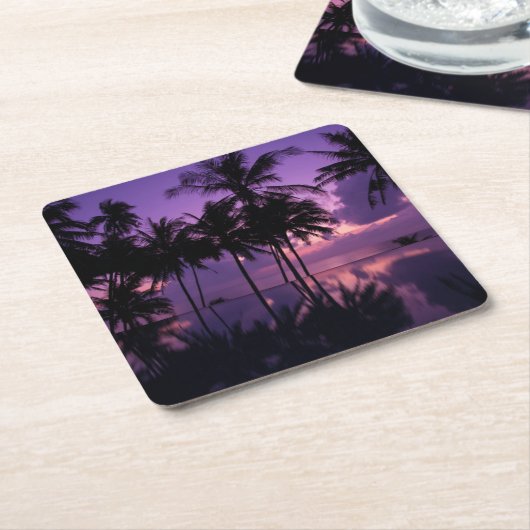 Palme-Reflexion Rechteckiger Pappuntersetzer (angewinkelt)