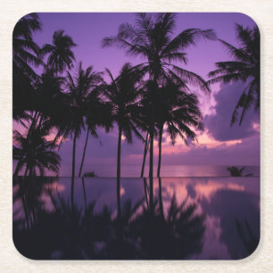 Palme-Reflexion Rechteckiger Pappuntersetzer