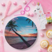 Palme-Sandy-Strand-tropische Paradies-Insel Pappteller (Party)