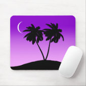 Palme-Silhouette auf Twilight Lila Mousepad (Mit Mouse)