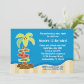 Palme singen Pool-Party Einladung (Stehend Vorderseite)