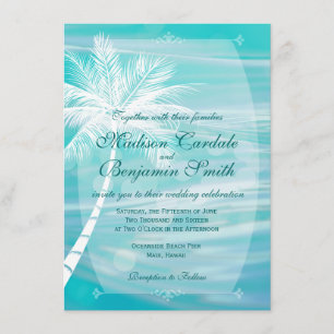 Palme-Strand-Hochzeit in Urlaubsorts-Einladungen Einladung