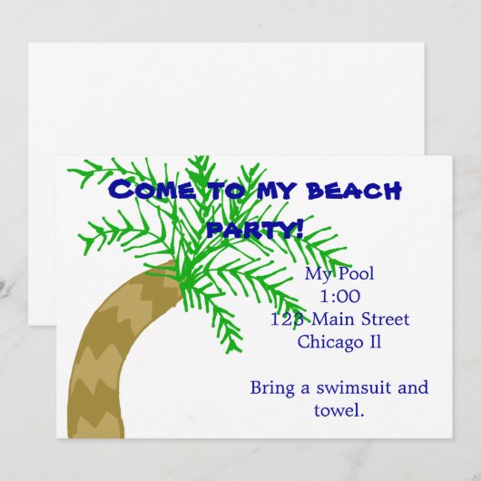 Palme-Strand-Party Einladung (Vorne/Hinten)