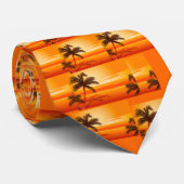 Palme-Strand-Sonnenuntergang Krawatte (Gerollt)