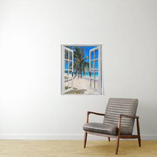 Palme-Strand-themenorientierter Wandbehang Wandteppich