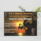 Palme Tiki BrautpartyBrunch Einladung (Stehend Vorderseite)