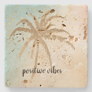 Palme Tree Confetti Aqua Pink Gefärbte Krawatte Steinuntersetzer