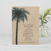 Palme Tree Hochzeit einladen Strand Sand Einladung (Stehend Vorderseite)