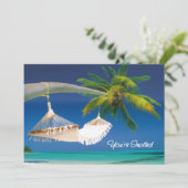 Palme Tree, Ocean & Hammock Sie sind eingeladen Einladung (Stehend Vorderseite)