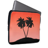 Palme Tree Silhouette auf Sunset Orange Laptopschutzhülle (Vorne Rechts)