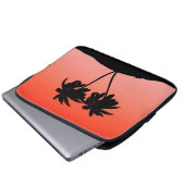 Palme Tree Silhouette auf Sunset Orange Laptopschutzhülle (Vorne Knopf)
