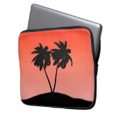 Palme Tree Silhouette auf Sunset Orange Laptopschutzhülle (Vorderseite Links)