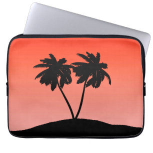 Palme Tree Silhouette auf Sunset Orange Laptopschutzhülle