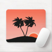 Palme Tree Silhouette auf Sunset Orange Mousepad (Mit Mouse)