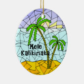 Palme-tropische hawaiische Weihnachtsverzierung Keramikornament (Rechts)