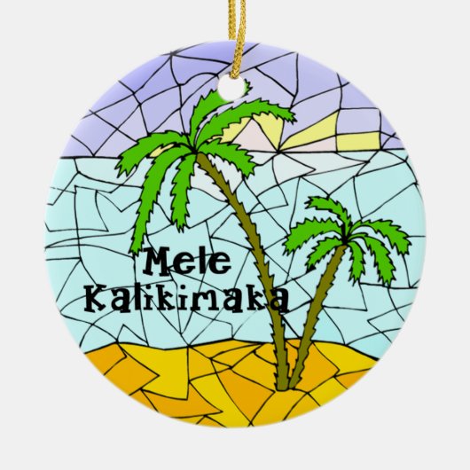 Palme-tropische hawaiische Weihnachtsverzierung Keramikornament (Vorne)