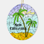 Palme-tropische hawaiische Weihnachtsverzierung Keramikornament (Links)