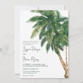 Palme tropischer Vegetation 3 Foto Hochzeit Einladung (Vorderseite)