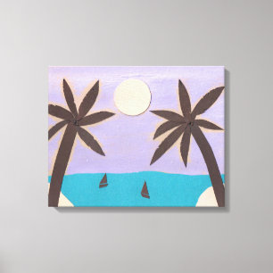 Palme und Lavendel Himmel als Silhouette Leinwanddruck
