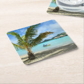 Palme und overwater Erholungsort-Untersetzer Rechteckiger Pappuntersetzer (angewinkelt)
