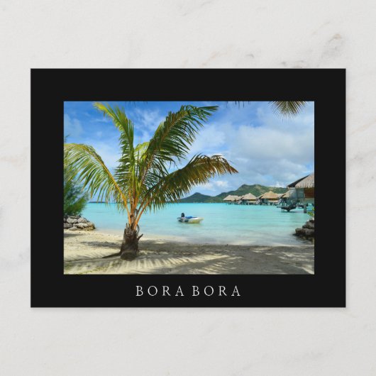 Palme und Überwasserresort schwarze Postkarte (Vorderseite)