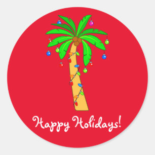 Palme verziert für Weihnachten Runder Aufkleber