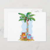 Palme-Weihnachten mit Geschenken Feiertagspostkarte (Vorne/Hinten)