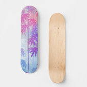 Palmemuster des hellen rosa Aquarells tropisches Skateboard (Vorderseite)