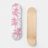 Palmemuster des rosa Aquarells modernes Skateboard (Vorderseite)