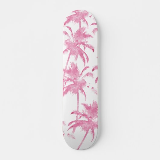 Palmemuster des rosa Aquarells modernes Skateboard (Vorne)