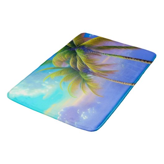 Palmen als Night Falls Tropical Badematte (Schrägansicht)