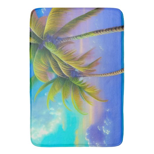 Palmen als Night Falls Tropical Badematte (Vorderseite Vertikal)