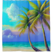 Palmen als Night Falls Tropical Duschvorhang (Vorderseite)