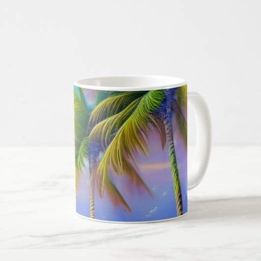 Palmen als Night Falls Tropical Kaffeetasse (VorderseiteRechts)