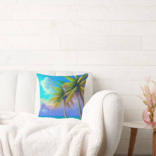 Palmen als Night Falls Tropical Kissen