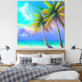 Palmen als Night Falls Tropical Leinwanddruck (Insitu (Schlafzimmer))